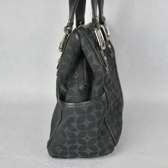 Vintage FOSSIL Blackburn Signature Black Canvas & Leather Shoulder Bag - Picture 3 of 6